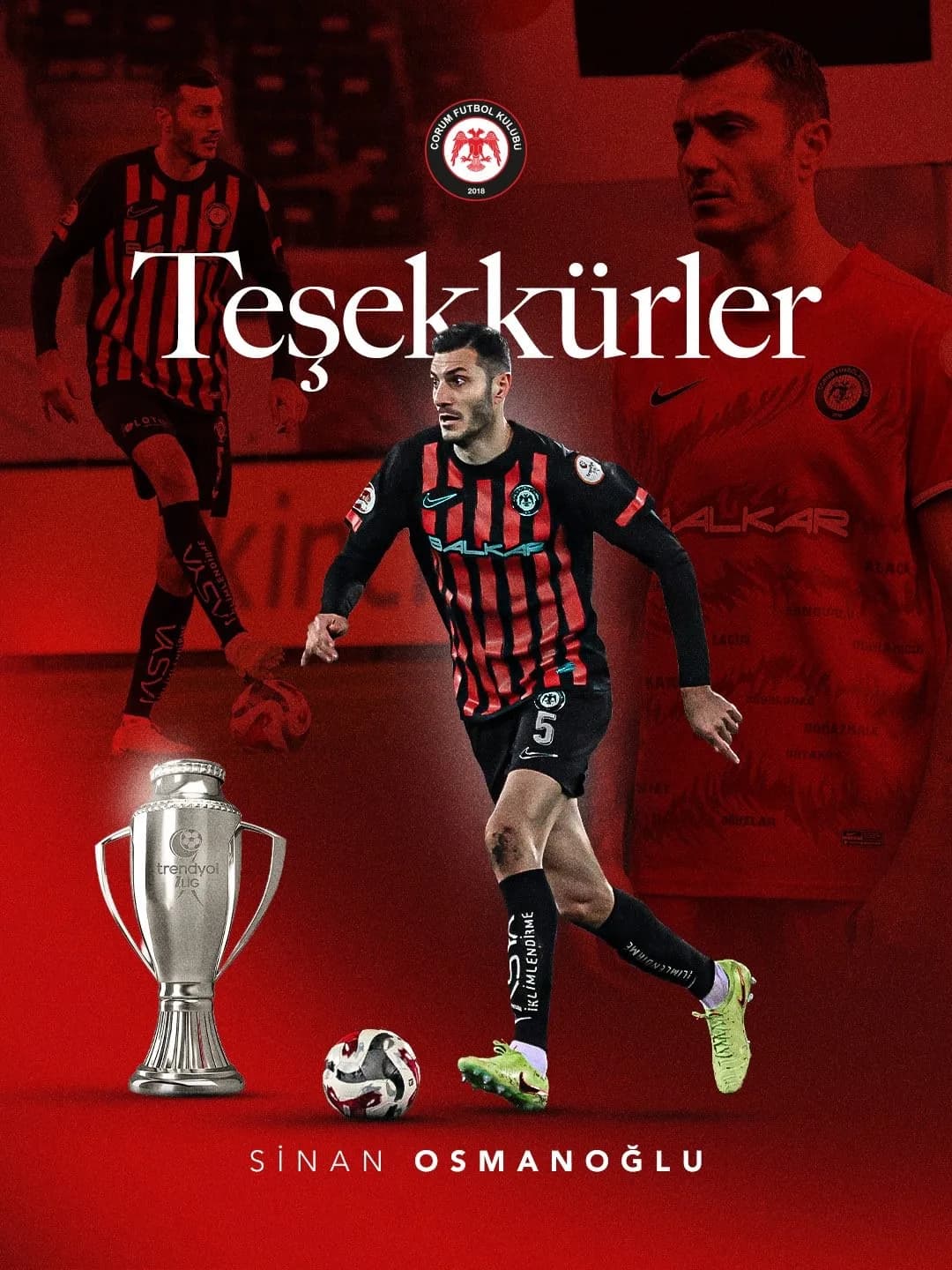 ÇORUM FK, TECRÜBELİ OYUNCU SİNAN OSMANOĞLU İLE YOLLARINI AYIRDI.