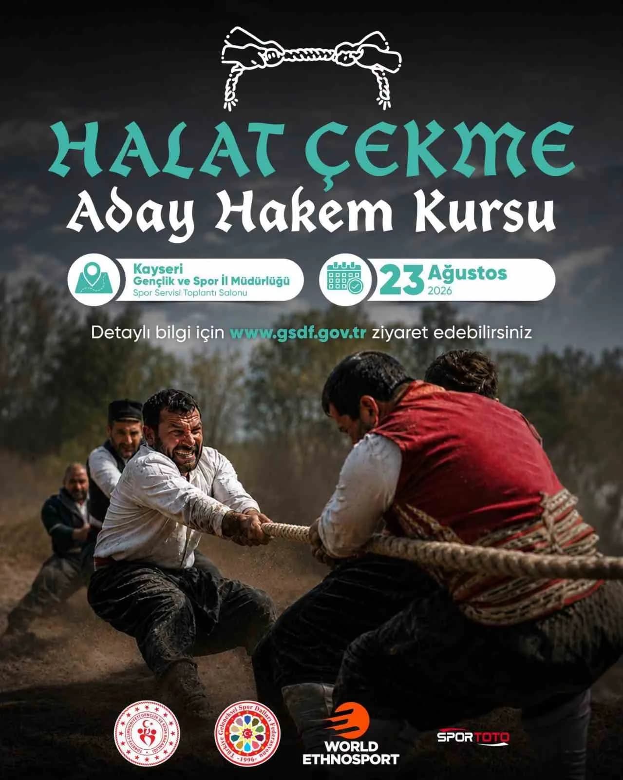HALAT ÇEKME BRANŞINDA HAKEMLİK YAPMAK İSTEYEN ADAYLAR İÇİN 23 AĞUSTOS’TA GENÇLİK VE SPOR İL MÜDÜRLÜĞÜ'NDE ADAY HAKEM KURSU DÜZENLENECEK.