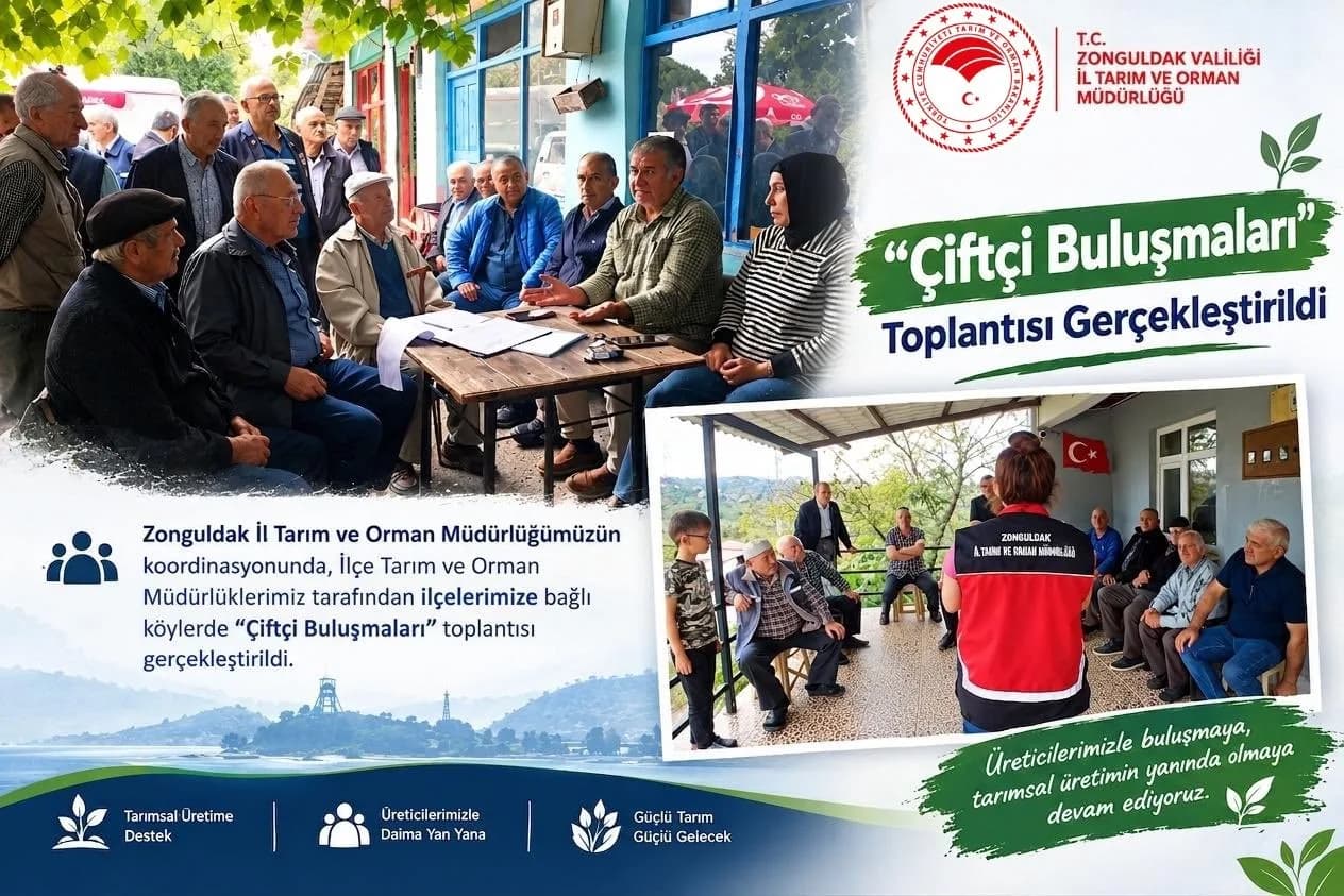 ZONGULDAK’TA DÜZENLENEN "ÇİFTÇİ BULUŞMALARI"NDA ÜRETİCİLERE TARIMSAL DESTEKLEMELER İLE 2027 YILI ÇİFTÇİ KAYIT SİSTEMİ BAŞVURU SÜRECİ HAKKINDA BİLGİ VERİLDİ.