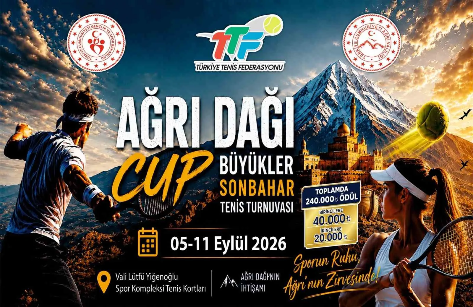 AĞRI’DA TENİS HEYECANI BAŞLIYOR: 81 İLDEN 180 SPORCU AĞRI DAĞI CUP İÇİN GELİYOR