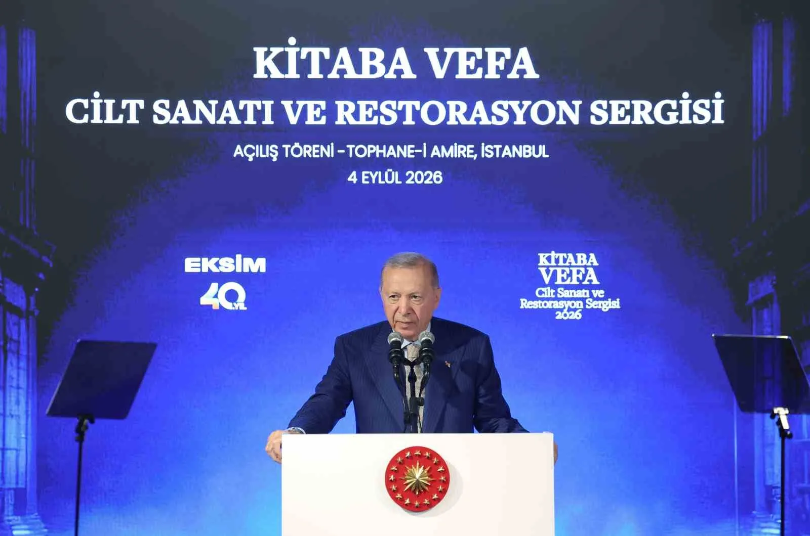 CUMHURBAŞKANI ERDOĞAN, BEYOĞLU'NDA TOPHANE-İ ÂMİRE KÜLTÜR VE SANAT MERKEZİNDEKİ KİTABA VEFA: CİLT SANATI VE RESTORASYON SERGİSİ'NİN AÇILIŞINDA KONUŞTU