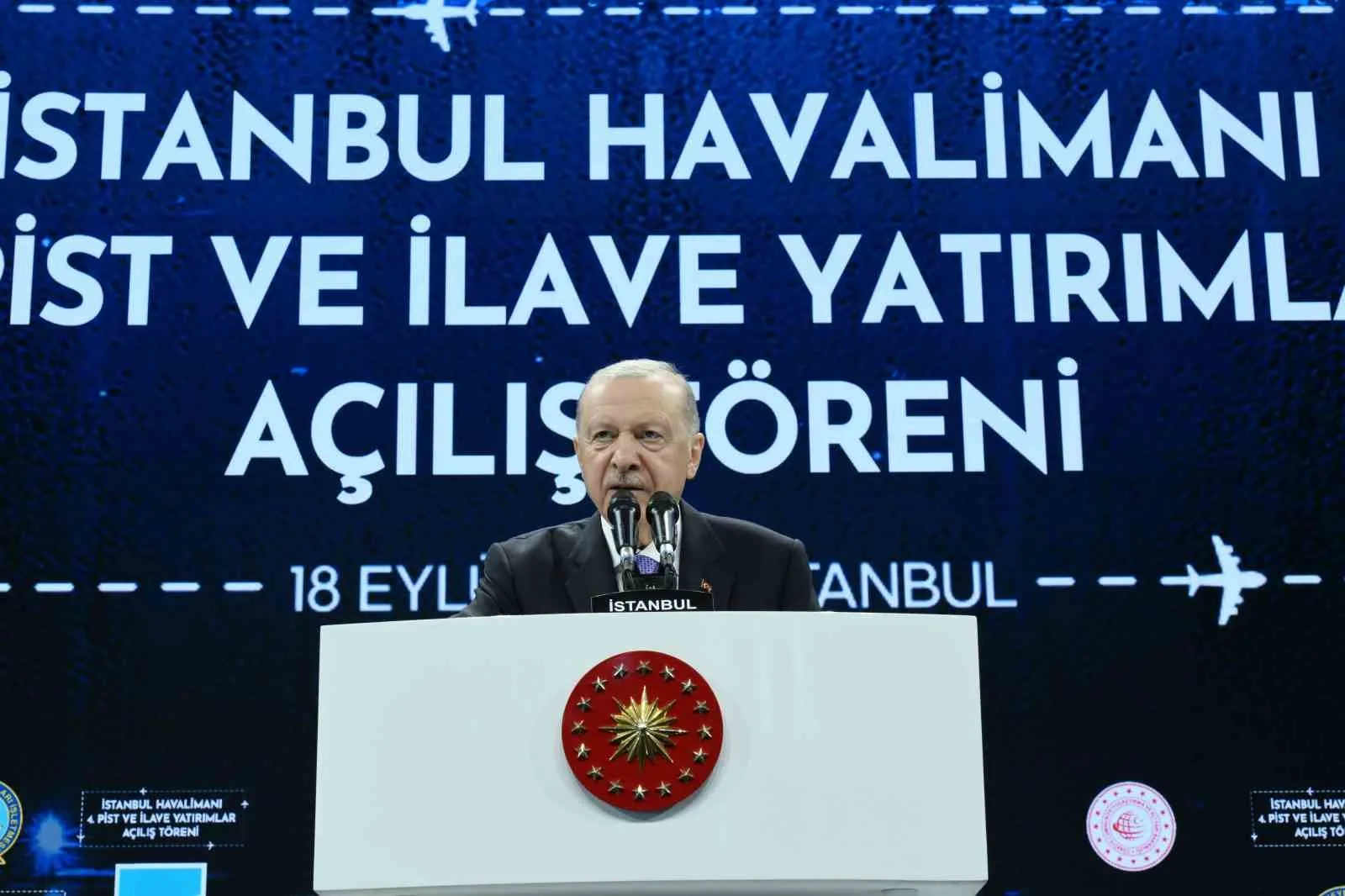 CUMHURBAŞKANI RECEP TAYYİP ERDOĞAN, İSTANBUL HAVALİMANI'NDA 4. PİST VE İLAVE YATIRIMLARIN AÇILIŞ TÖRENİ'NDE KONUŞTU.